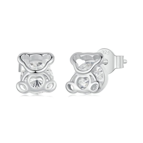 925 Sterling Silver 2024 New Bear Stud Earrings