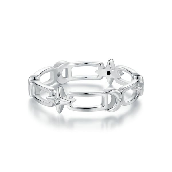 925 Sterling Silver 2024 New Celestial Chain Ring