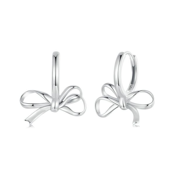925 Sterling Silver 2024 New Bow Hoop Earrings