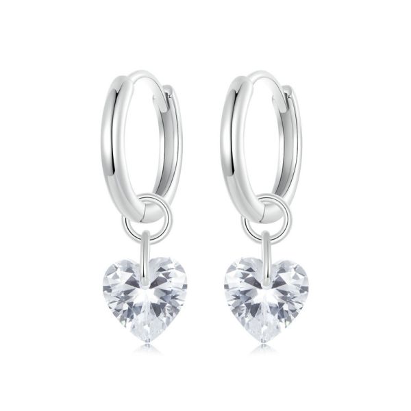 925 Sterling Silver 2024 New Heart Hoop Earrings