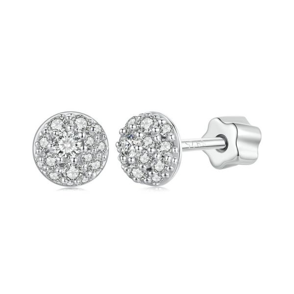 925 Sterling Silver 2024 New Hemisphere Moissanite Stud Earrings