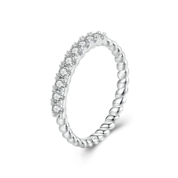 925 Sterling Silver 2024 New Textured Mossanite Ring