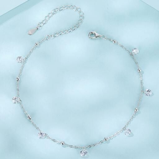 925 Sterling Silver Chamilia Dazzling Zirconia Anklet Jewelry