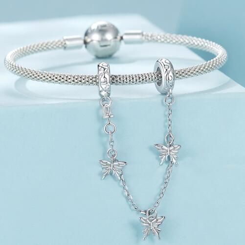 925 Sterling Silver Safety  Chain Charm
